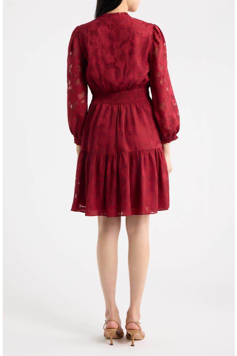 Tiered Ruffle Fit & Flare Dress, Alternate, color, NEW BURGANDY
