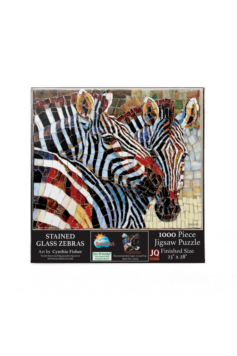 Stained Glass Zebras 1000 piece Jigsaw Puzzle for Adults, Alternate, color, Multicolor