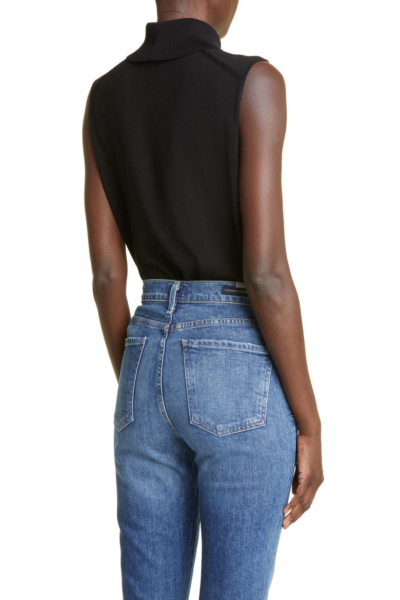 Sleeveless Turtleneck Matte Crepe Top, Alternate, color, BLACK