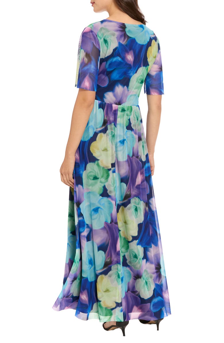 London Times Smocked Maxi Dress, Alternate, color, Black/ Teal