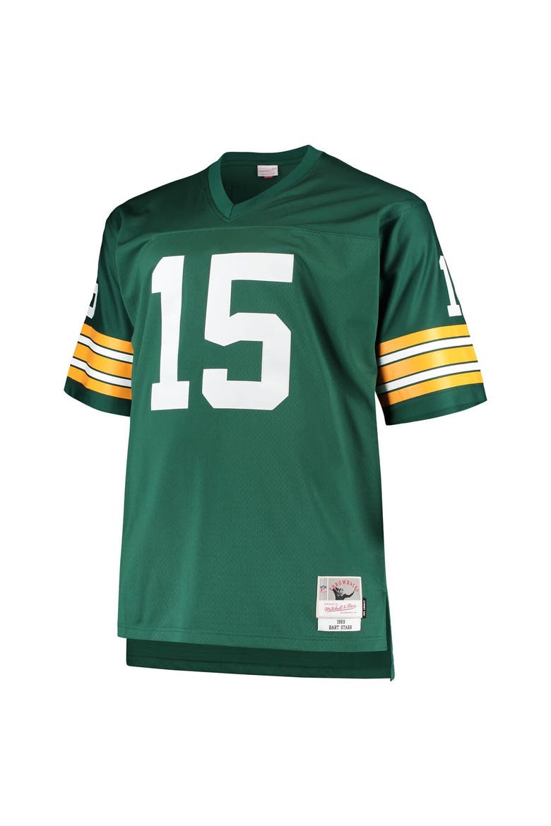 Men's Mitchell & Ness Bart Starr Green Green Bay Packers Big & Tall 1968 Retired Player Replica Jersey, Alternate, color, Green