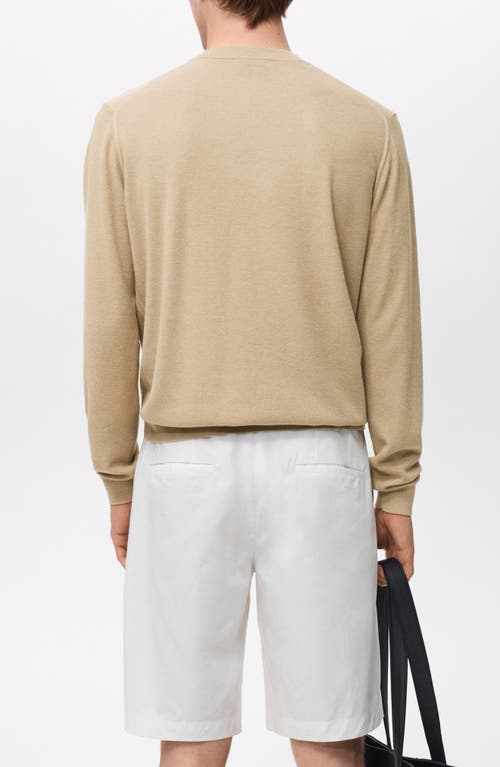 Mango Finely Knit Crewneck Sweater In Brown