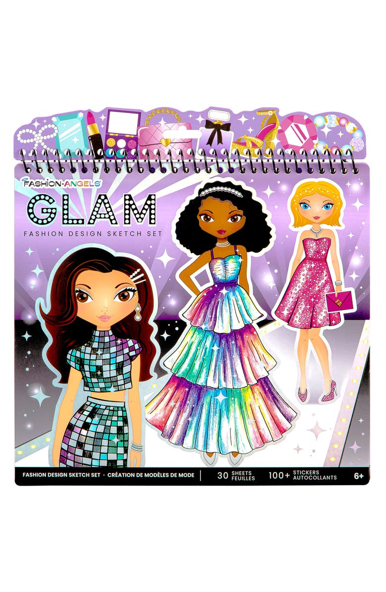 Fashion Angels Glam Fashion Design Sketch Set Pad, Kids 6+, Alternate, color, Multicolored