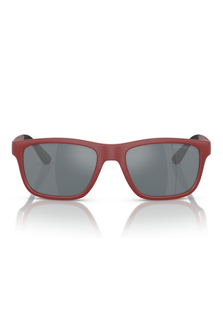 Kids' 48mm Pillow Sunglasses, Main, color, MATTE RED / GREY MIRROR BLACK
