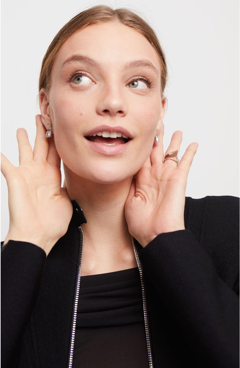 UNODE50 Sterling Silver Plated Earrings, Alternate, color, Metallic Silver