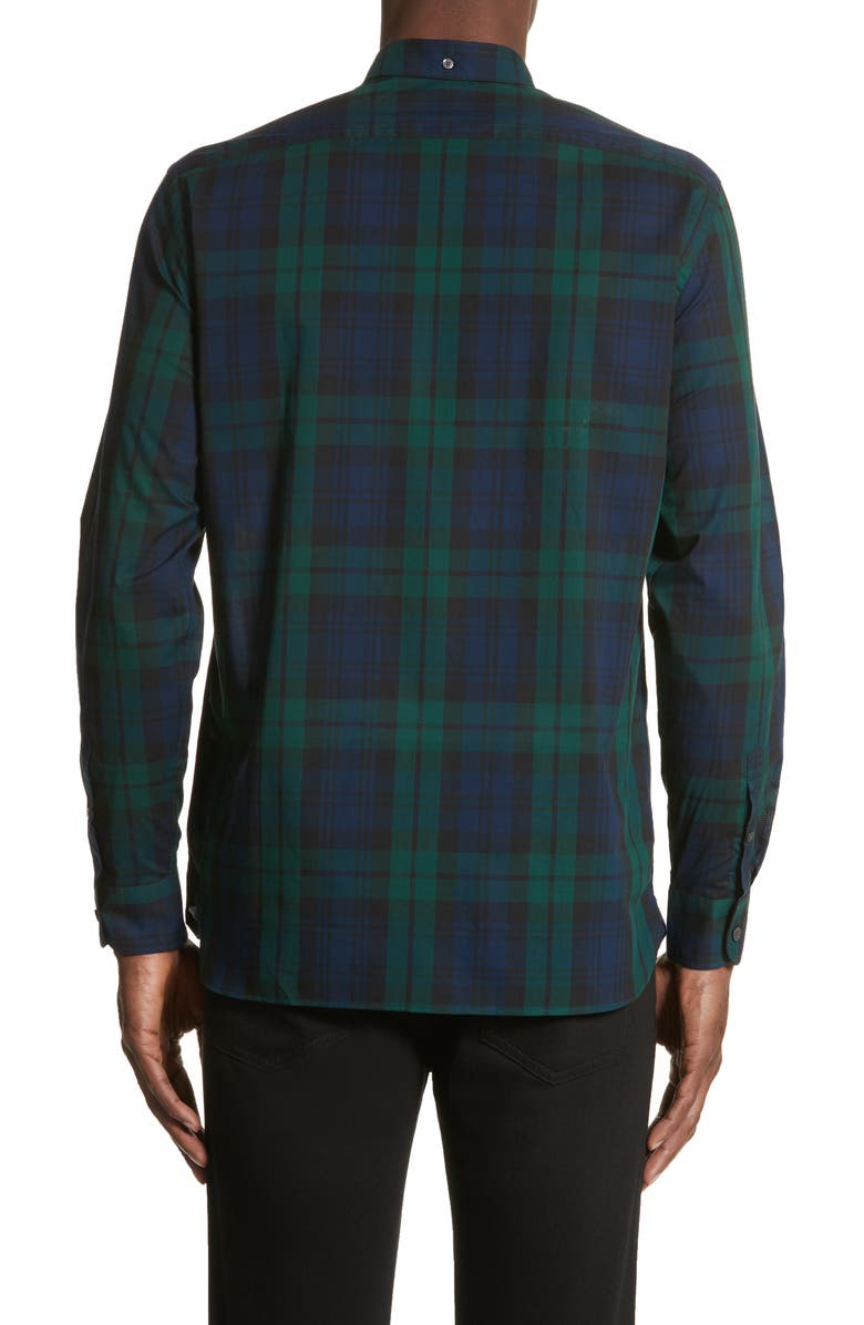 Burberry Salwick Tartan Plaid Sport Shirt, Alternate, color, Navy