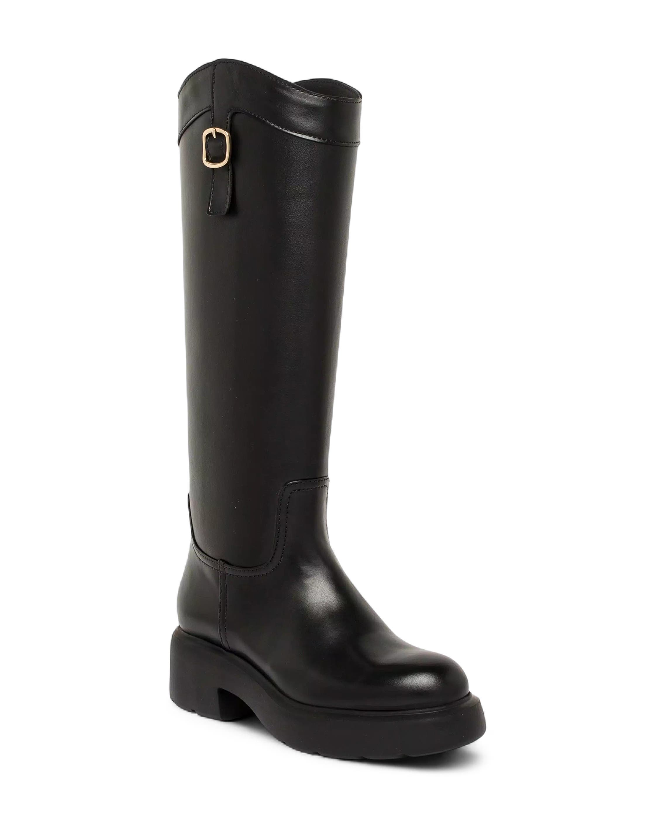 Santoni Leather Easy Boot, Alternate, color, Black