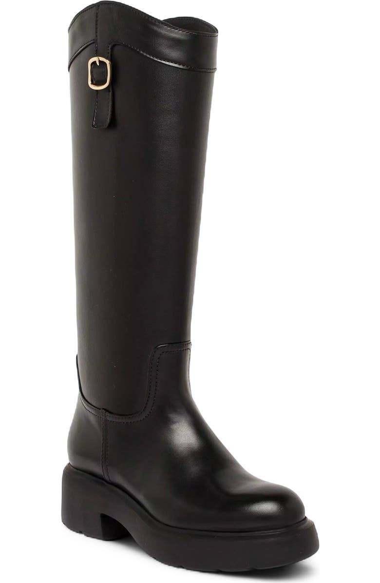 Santoni Leather Easy Boot, Alternate, color, Black