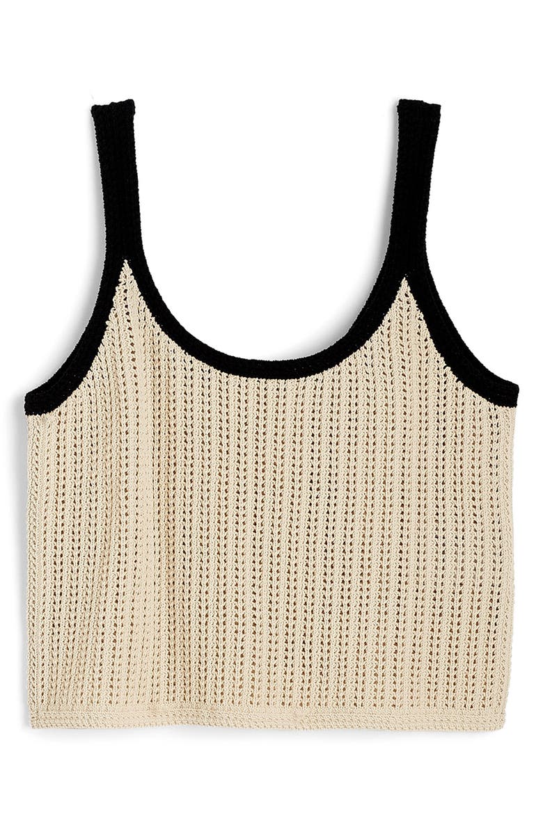Madewell Open Stitch Sweater Tank, Alternate, color, Sand And Black Combo