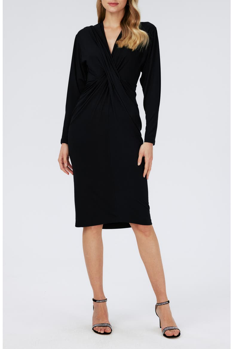 Sylvia Center Twist Long Sleeve Dress, Main, color, BLACK
