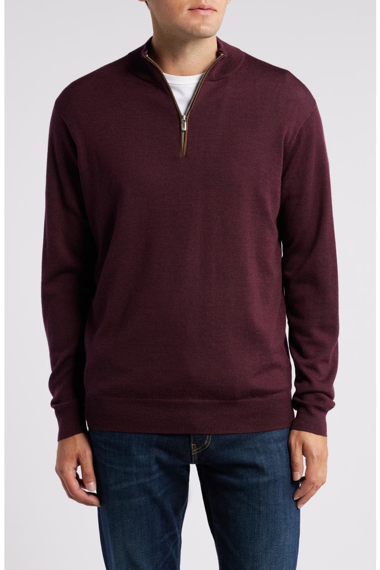 Autumn Crest Wool Blend Quarter Zip Sweater, Main, color, WINTERBERRY