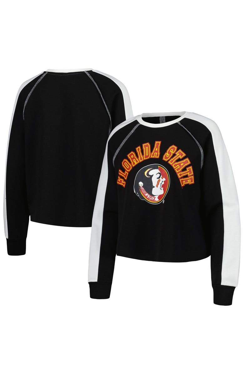 GAMEDAY COUTURE Women's Gameday Couture Black Florida State Seminoles Blindside Raglan Cropped Pullover Sweatshirt, Main, color, 