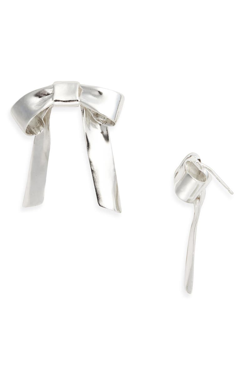 SHANA CAVE Small Bow Stud Earrings, Main, color, Silver