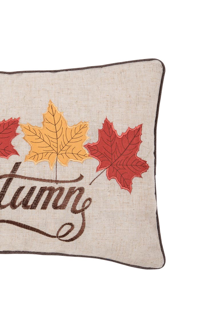 Autumn Leaves Pillow, Alternate, color, Beige