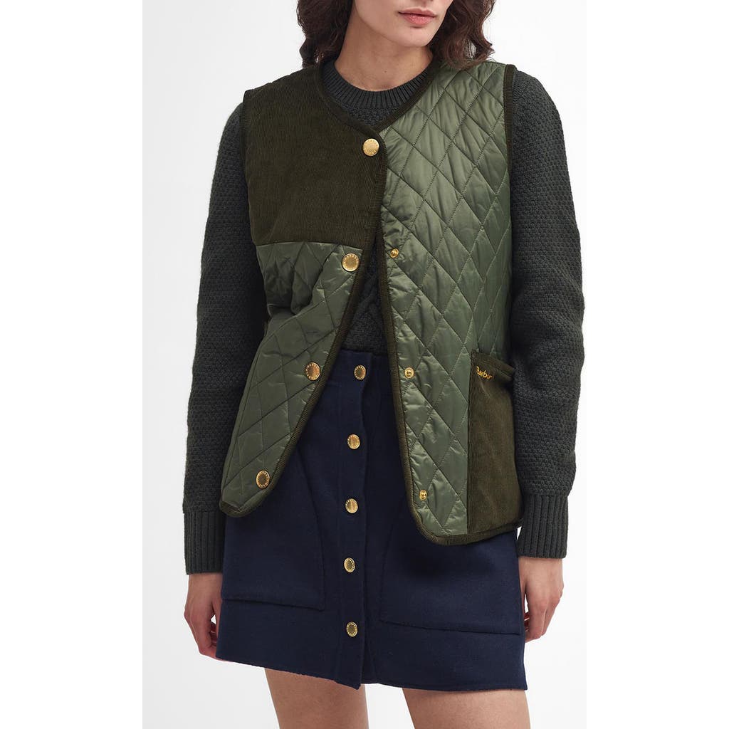 Barbour Healy Mixed Media Quilted Vest In Multi