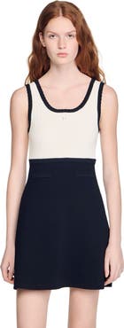 SANDRO Two-tone knit short dress