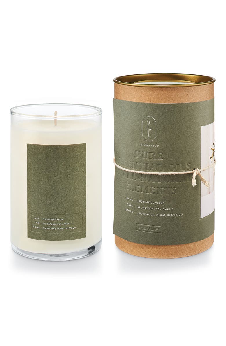 ILLUME<sup>®</sup> Elemental Eucalyptus Ylang Natural Glass Candle, Main, color,