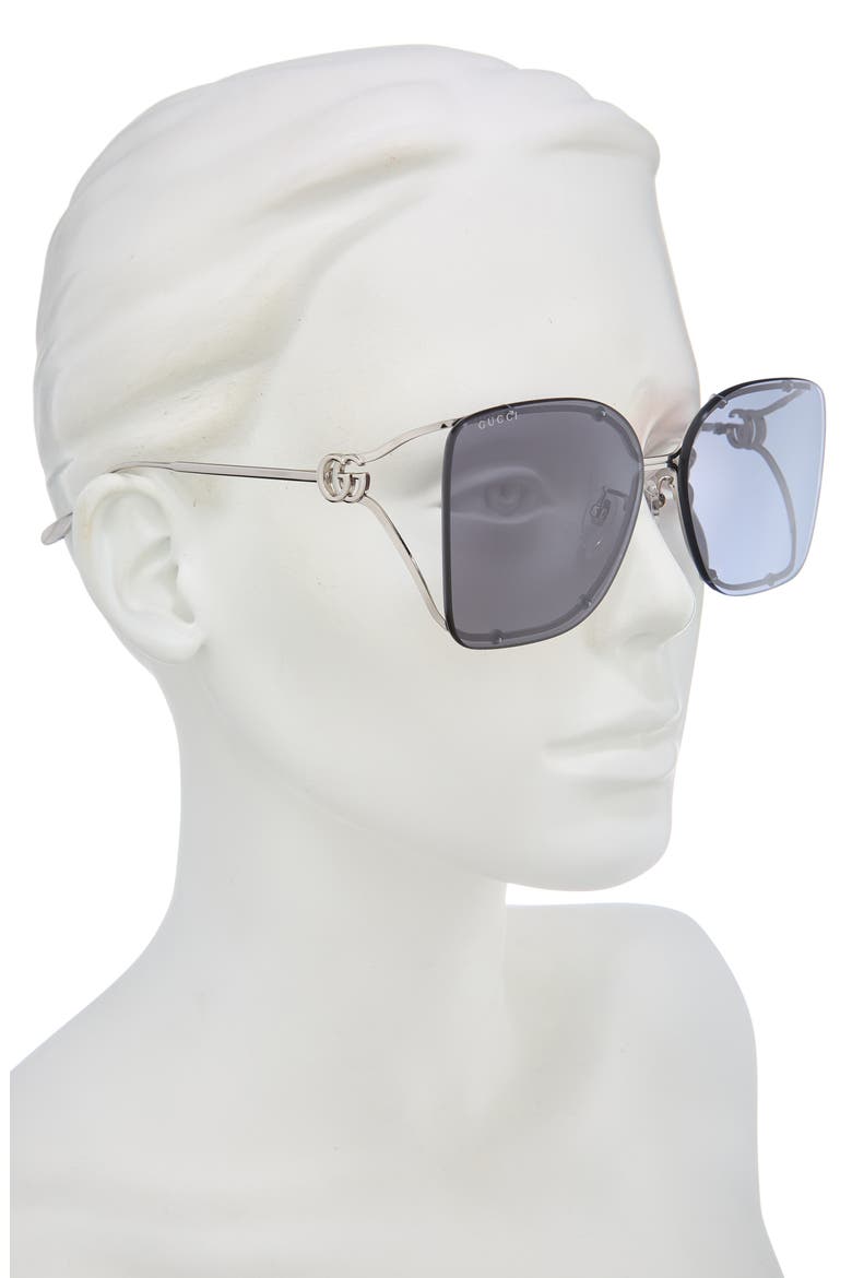 60mm Square Sunglasses, Alternate, color, SILVER SILVER VIOLET