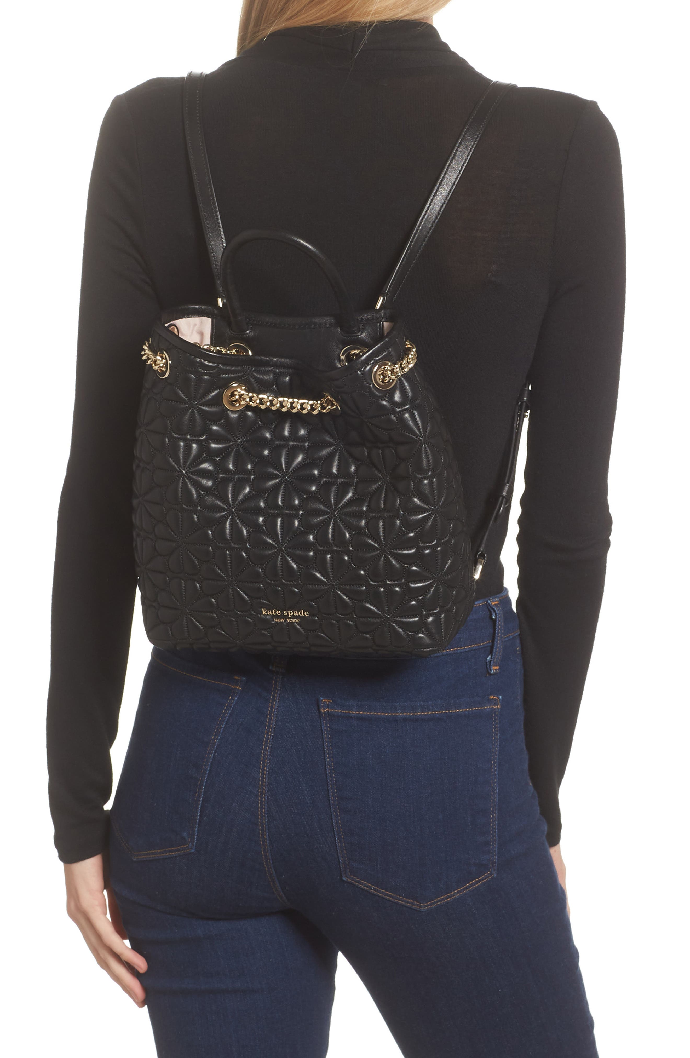 Kate Spade New York bloom medium quilted leather backpack, Alternate, color, 