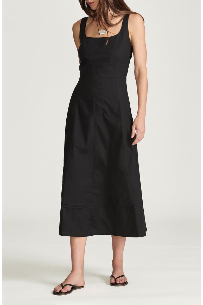Sleeveless Fit & Flare Midi Dress, Main, color, BLACK