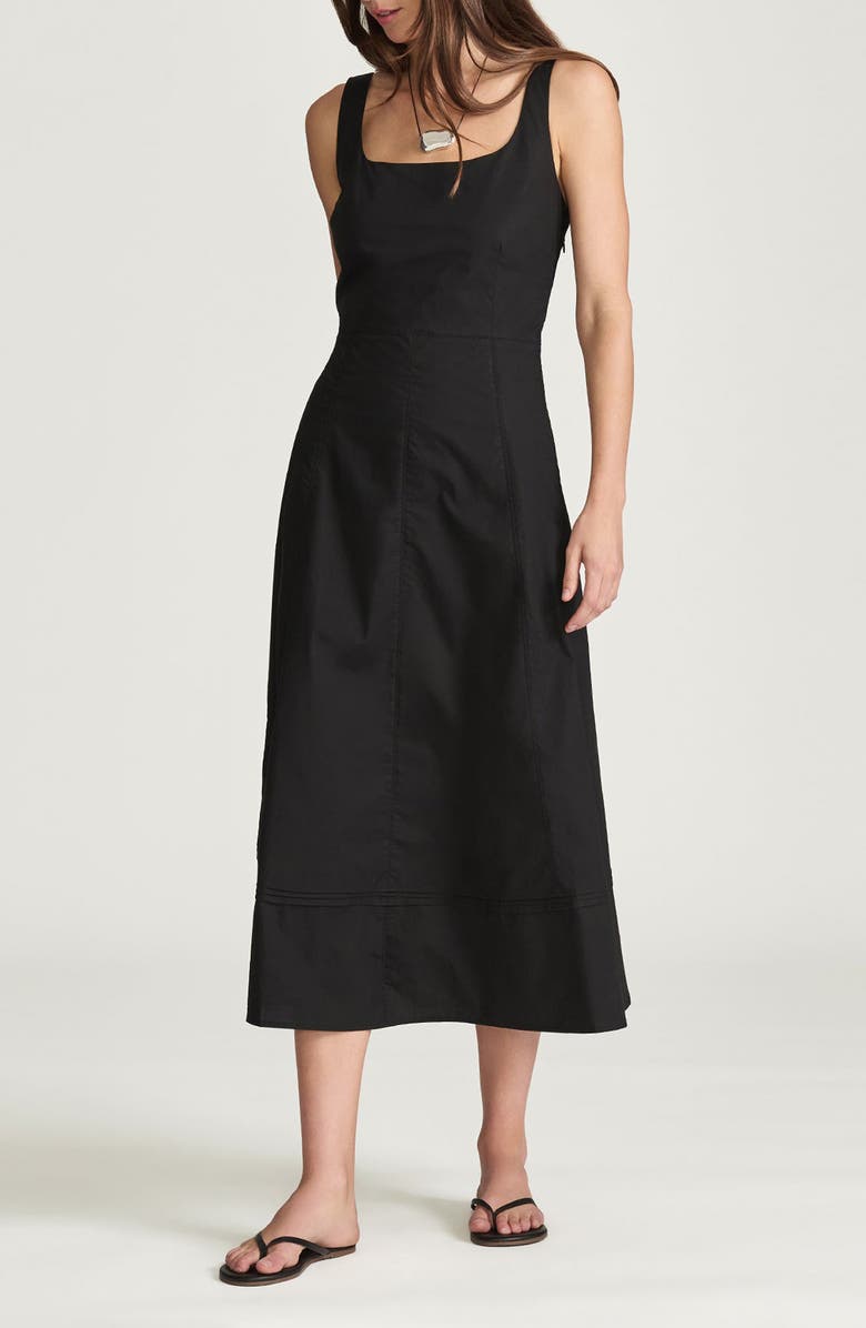 Mavi Jeans Sleeveless Fit & Flare Midi Dress, Main, color, Black