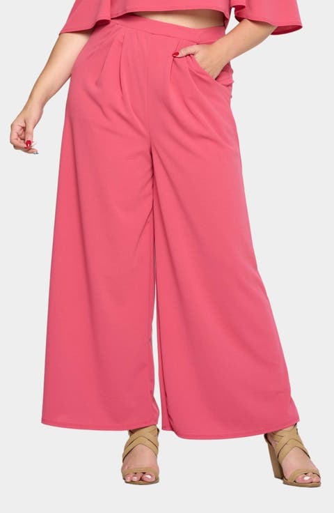 Rachel Pocket High Waist Wide Leg Pants (Plus)