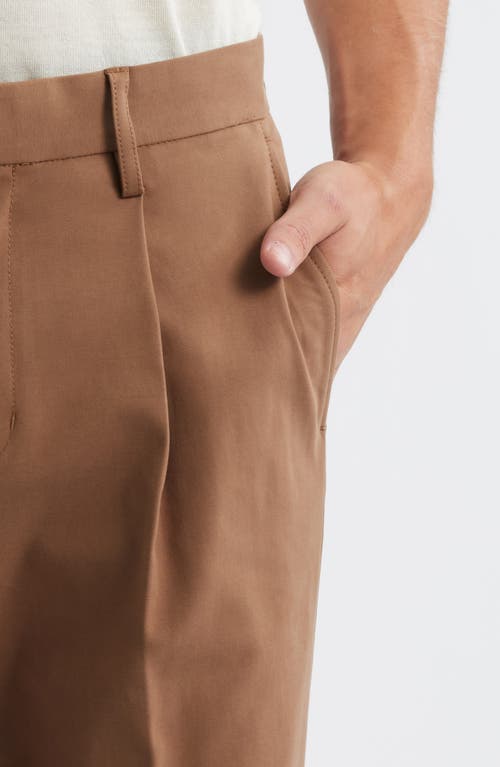 Open Edit Silk Straight Leg Pants In Brown