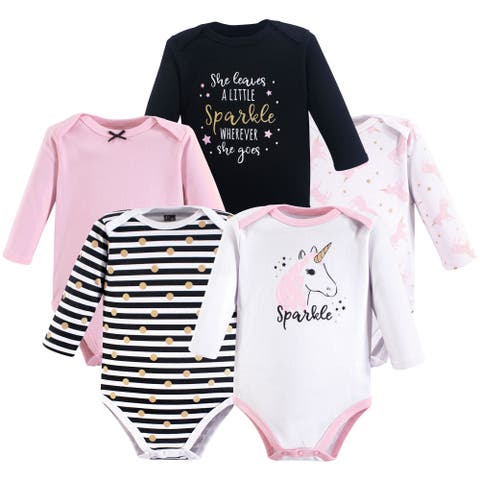 Everyday Long-Sleeve Cotton Bodysuits Bundle of 5