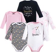 Hudson Baby Everyday Long-Sleeve Cotton Bodysuits Bundle of 5