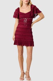All in Favor Flutter Sleeve Lace Minidress