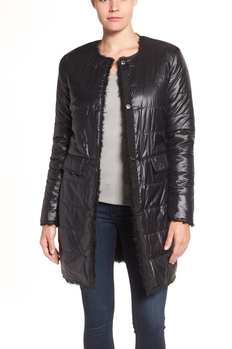 Reversible Faux Fur Coat, Alternate, color, BLACK