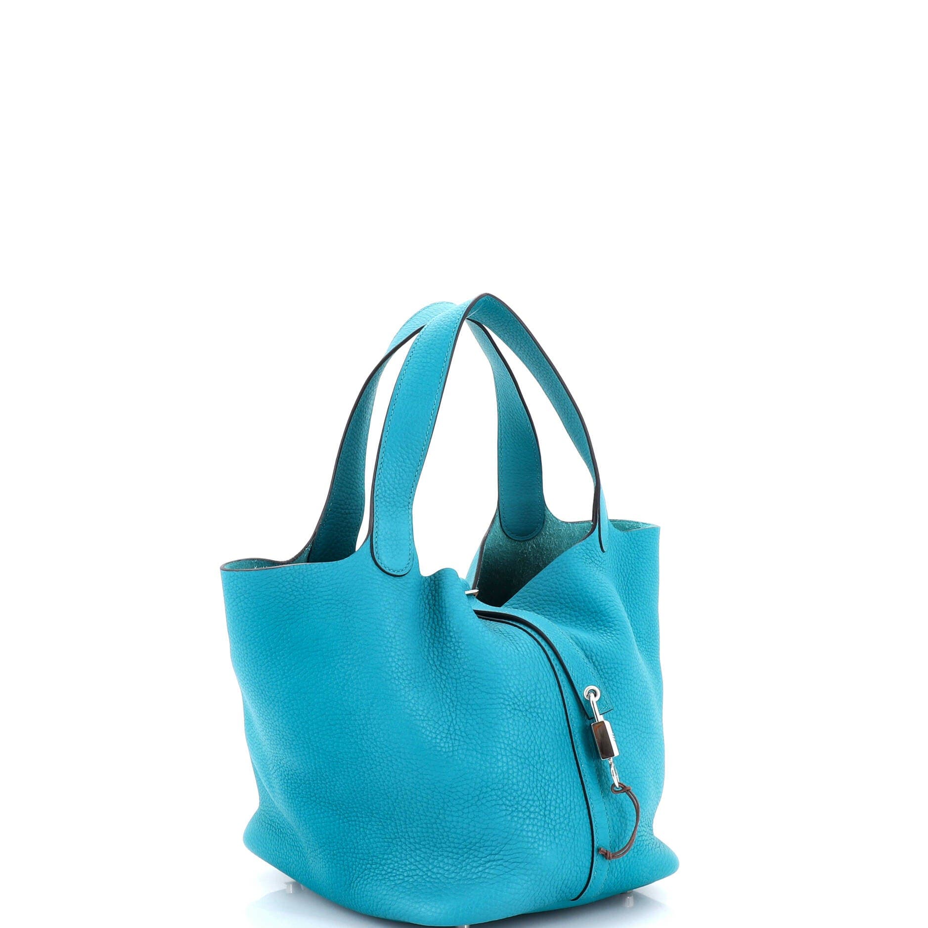 Pre-Owned Hermes Picotin Lock Bag Clemence MM, Alternate, color, Bleu Paon