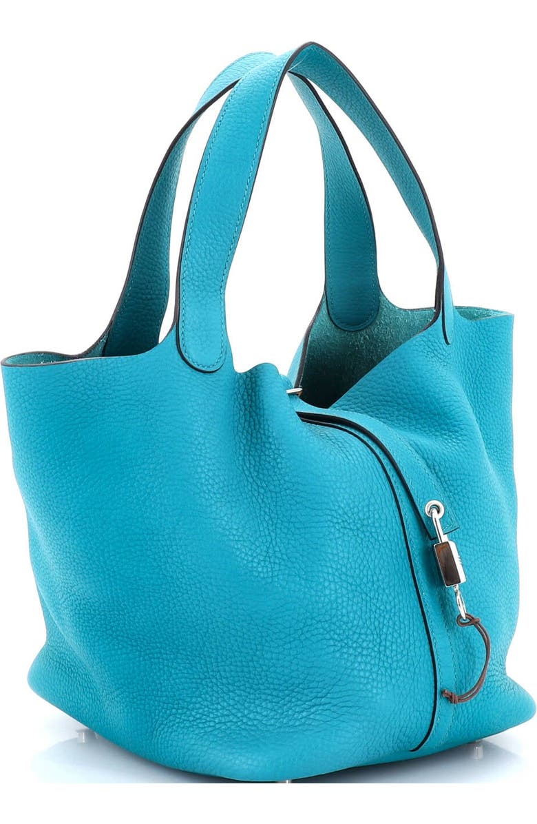 Pre-Owned Hermes Picotin Lock Bag Clemence MM, Alternate, color, Bleu Paon