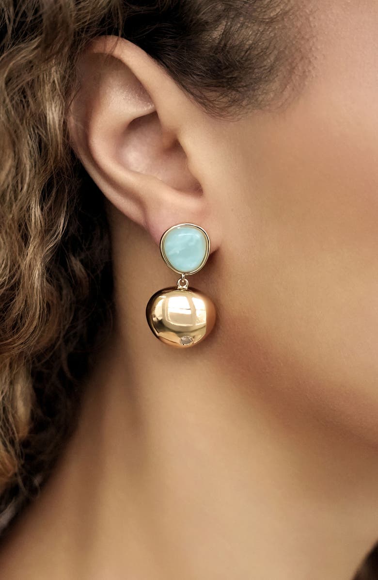 Ettika Stardust Sphere Drop Earrings, Alternate, color, Amazonite And Gold