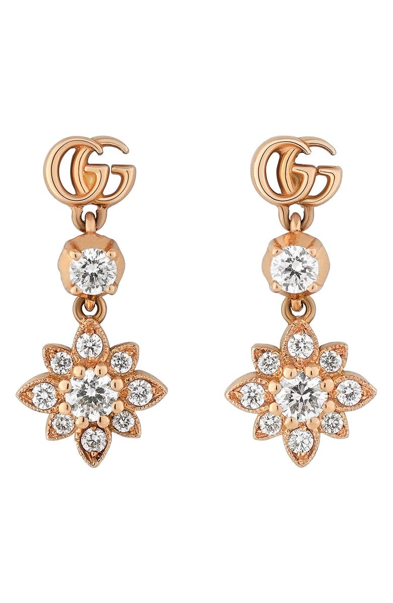 Gucci Flora Diamond Earrings, Main, color, 