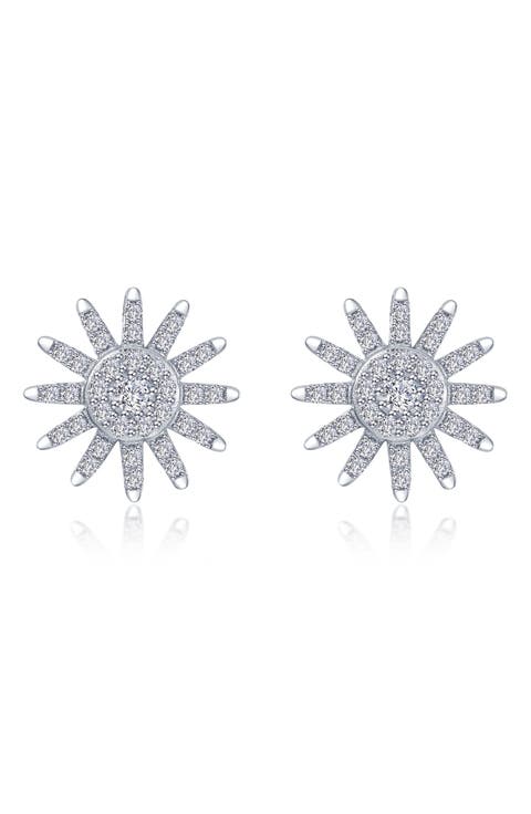 Simulated Diamond Starburst Stud Earrings
