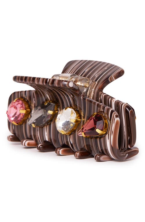 Lele Sadoughi Mini Crystal Hair Claw Clip In Brown