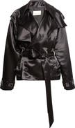 GRACE LING Claw Crop Liquid Satin Trench Coat