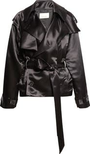 GRACE LING Claw Crop Liquid Satin Trench Coat