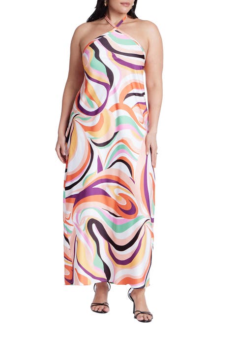 Tie Neck Printed Maxi Dress (Plus Available)