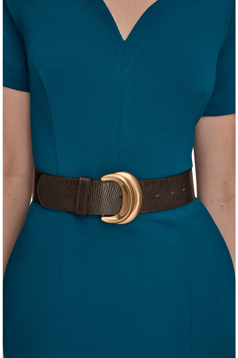 Belted Sheath Dress, Alternate, color, MIDNIGHT GREEN