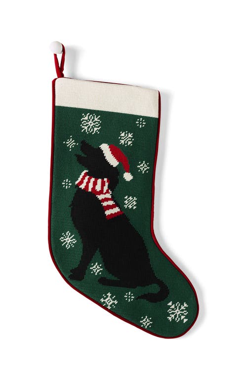 Lands' End Needlepoint Personalized Christmas Stocking In Green