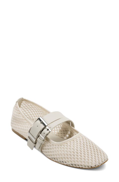 Dade Buckle Strap Mesh Ballet Flat (Women)