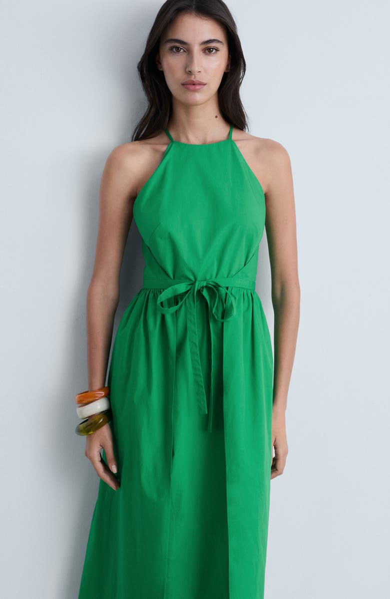 MANGO Tie Waist Sleeveless Maxi Dress, Alternate, color, 