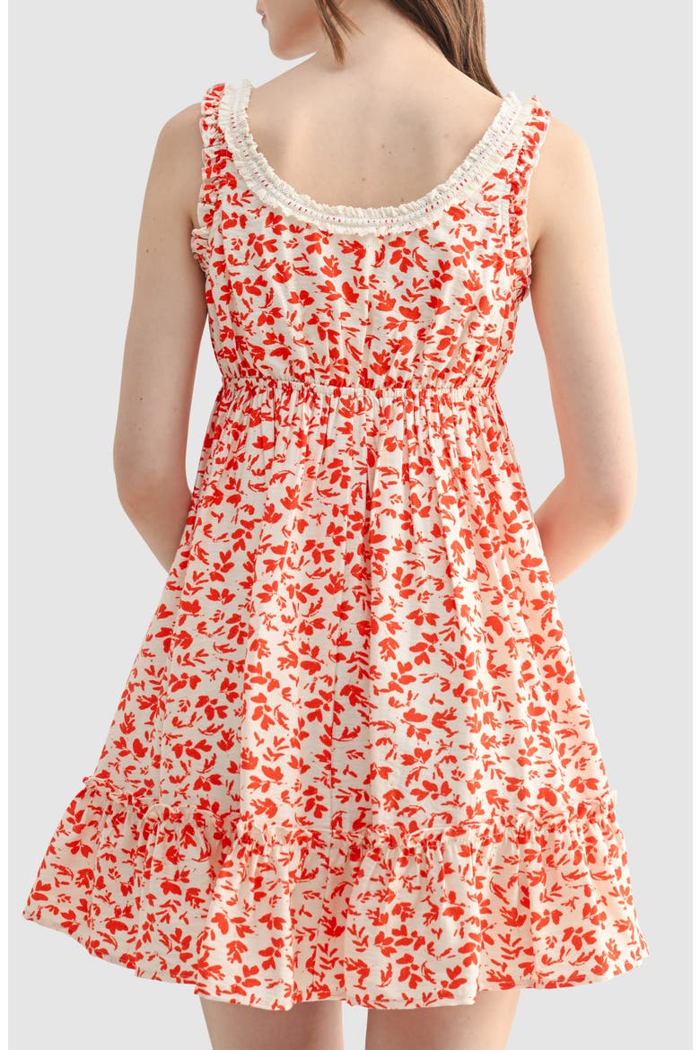 Lace Trim Ruffle Minidress, Alternate, color, CREAM RED