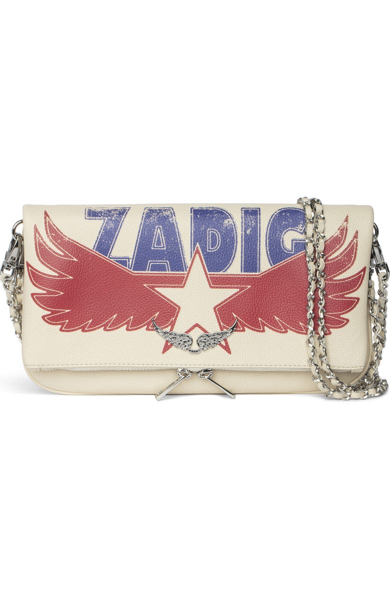 Zadig & Voltaire Rock Grained Leather America Crossbody Bag, Main, color,