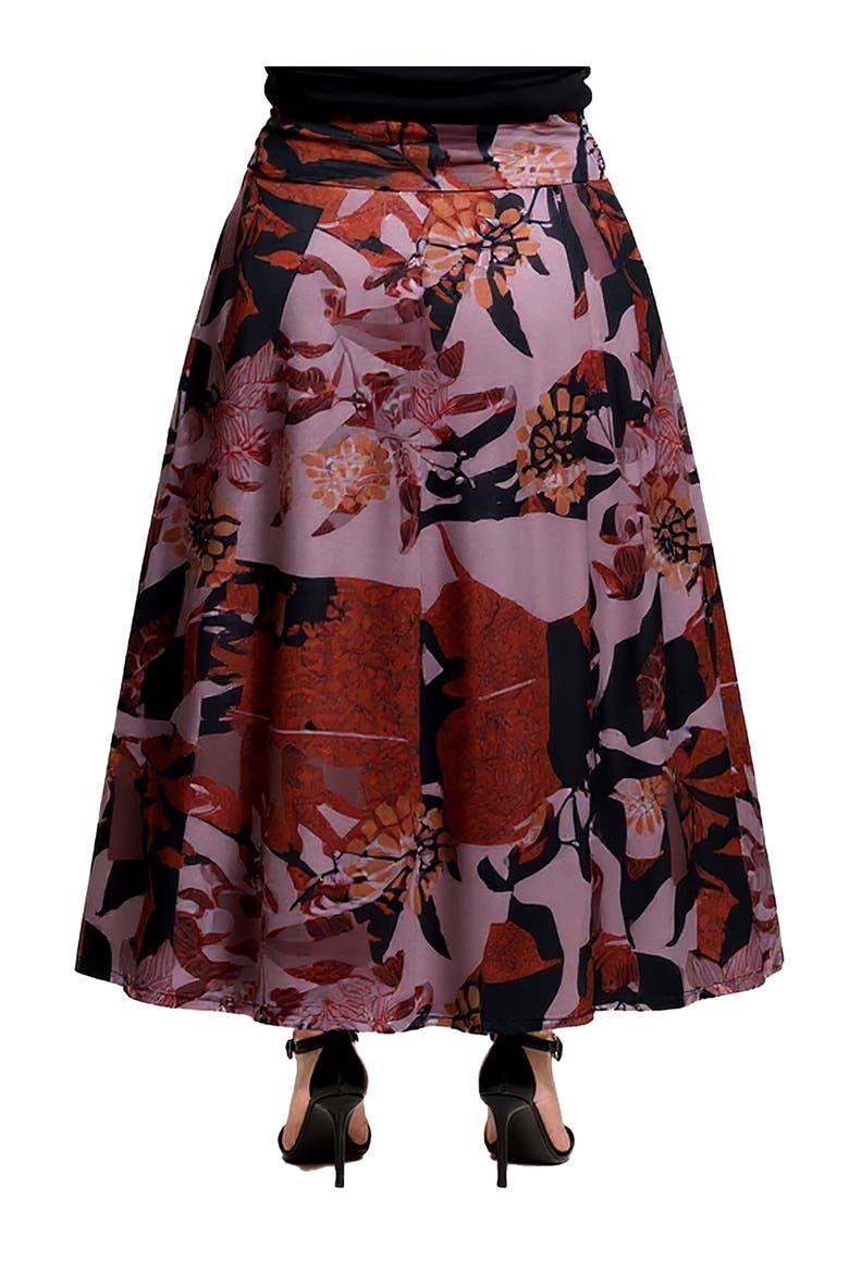 Fall Floral Print Maxi Skirt with Buckle Waist, Alternate, color, Grey Multi