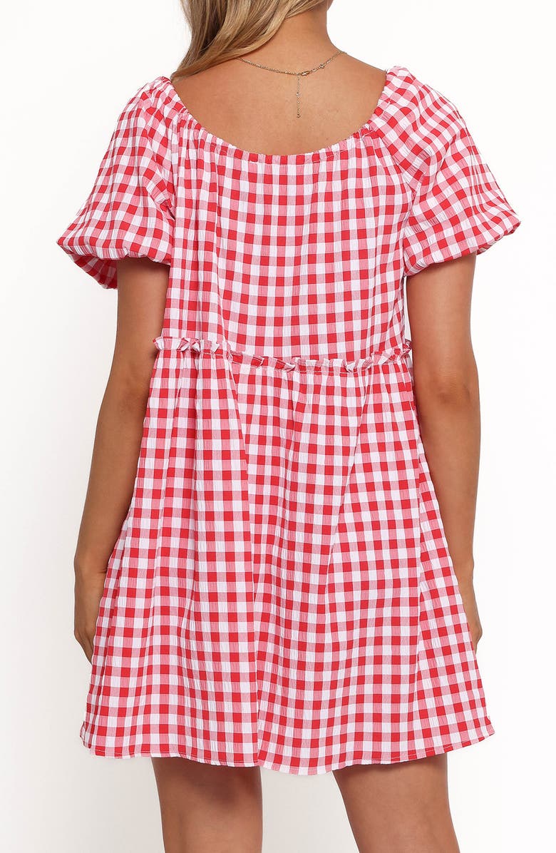 Petal & Pup Dorthea Gingham Cotton Blend Minidress, Alternate, color, Red