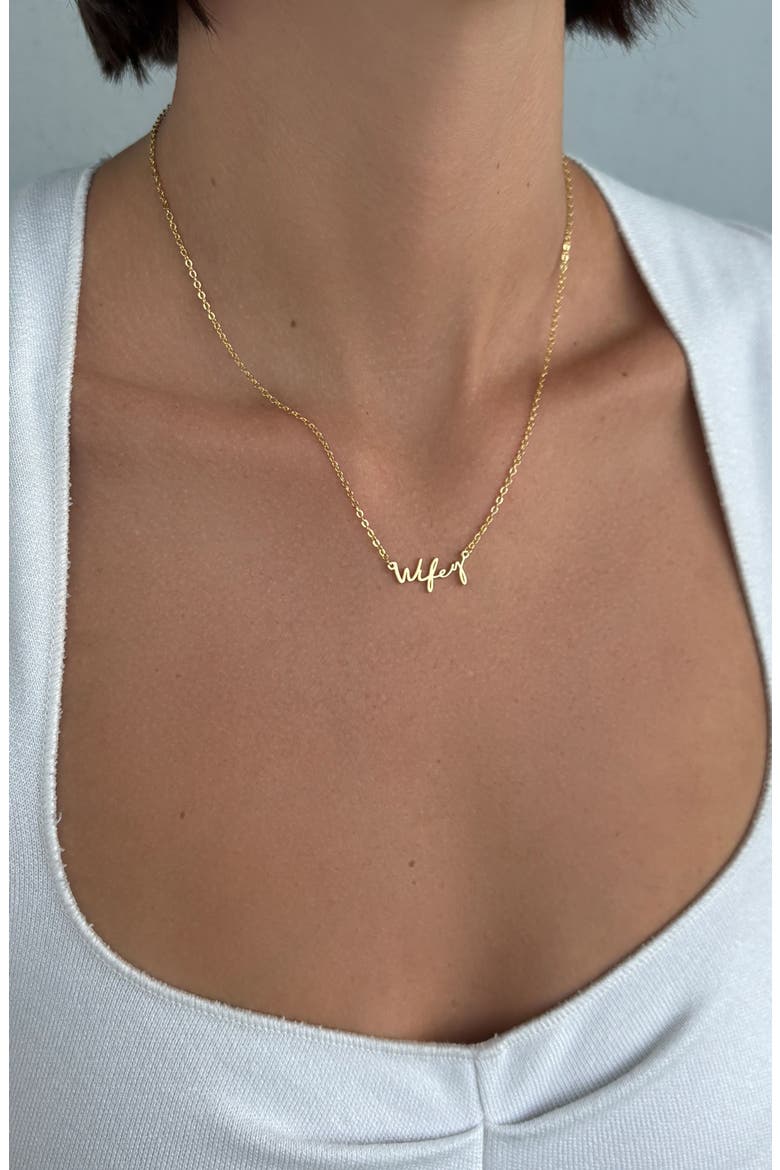 Wifey 14k Gold Plated Nameplate Necklace, Alternate, color, GOLD