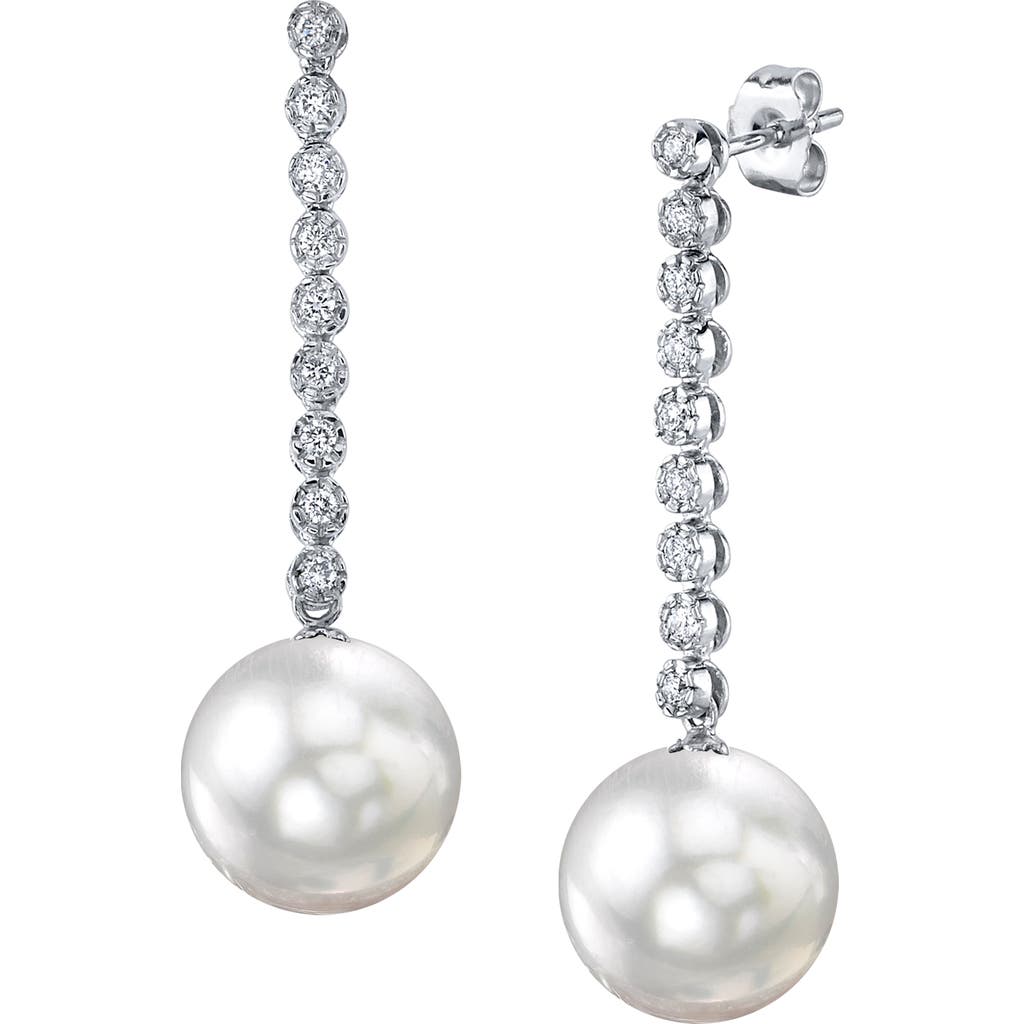 The Pearl Source White South Sea Pearl & Diamond Serena Earrings In White Gold